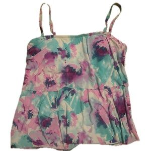 Bal Harbour Women’s Tankini Swimsuit Top Watercolor Print Size L